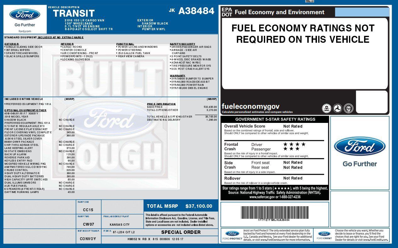 Used 2018 Ford Transit 150 130 Low Roof w/ Exterior Upgrade Package RWD image 7