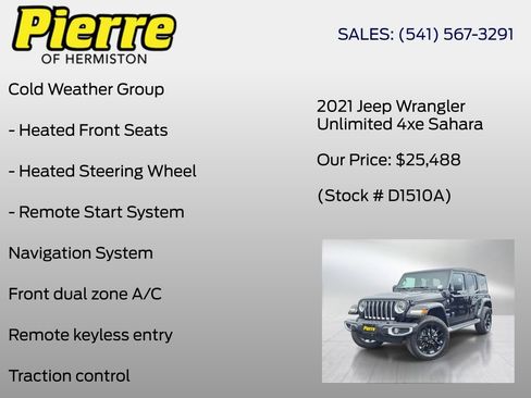 Used 2021 Jeep Wrangler Unlimited Sahara w/ Cold Weather Group AWD/4WD image 6