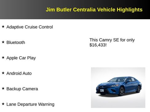 Used 2019 Toyota Camry SE FWD image 5