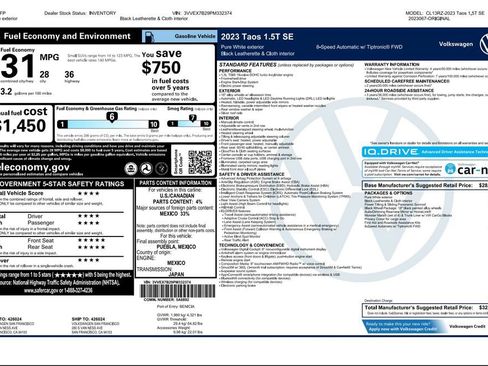 Used 2023 Volkswagen Taos SE w/ Panoramic Sunroof Package FWD image 4
