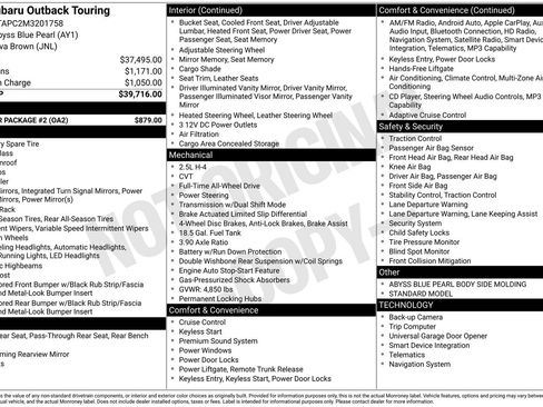 Used 2021 Subaru Outback Touring w/ Popular Package #2 AWD/4WD image 19