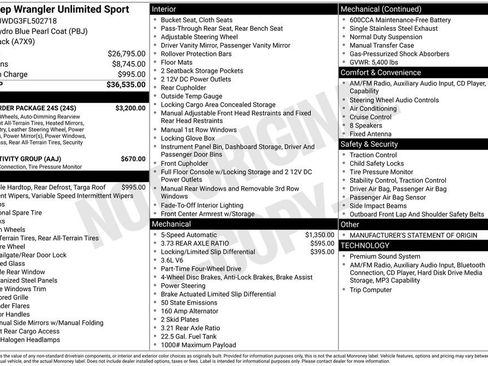 Used 2015 Jeep Wrangler Unlimited Sport w/ Quick Order Package 24S AWD/4WD image 6