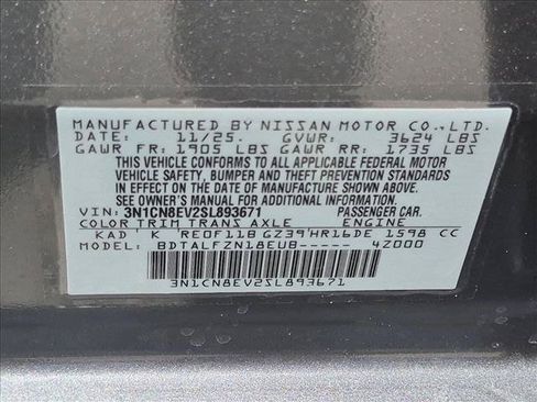 Certified 2025 Nissan Versa SV w/ Trunk Package FWD image 23