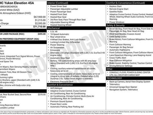 Used 2025 GMC Yukon Elevation w/ LPO, Floor Liner Package RWD image 27