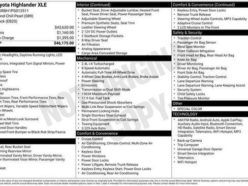 Used 2023 Toyota Highlander XLE AWD/4WD image 2