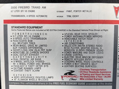 Used 2000 Pontiac Firebird Formula RWD image 94