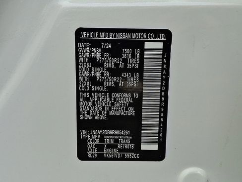 Certified 2024 Nissan Armada Platinum w/ Captain's Chairs Package image 27