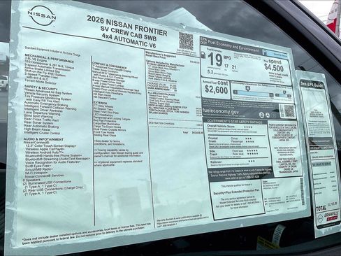 New 2026 Nissan Frontier SV w/ All-Weather Content Package image 15