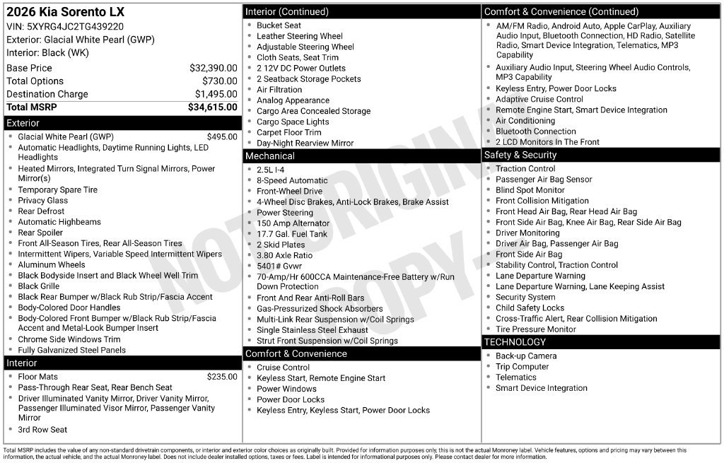Certified 2026 Kia Sorento LX FWD image 8