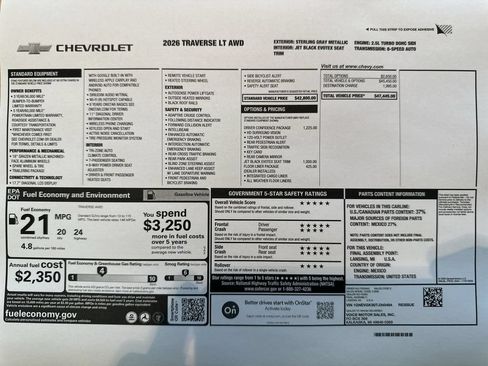 New 2026 Chevrolet Traverse LT w/ Driver Confidence Package AWD/4WD image 70
