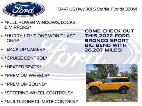 Certified 2022 Ford Bronco Sport Big Bend w/ Convenience Package AWD/4WD image 12