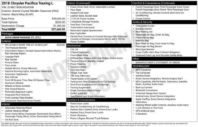 Used 2018 Chrysler Pacifica Touring-L FWD image 28