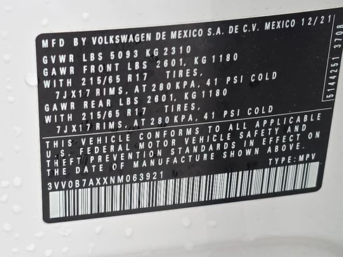 Certified 2022 Volkswagen Tiguan S image 34