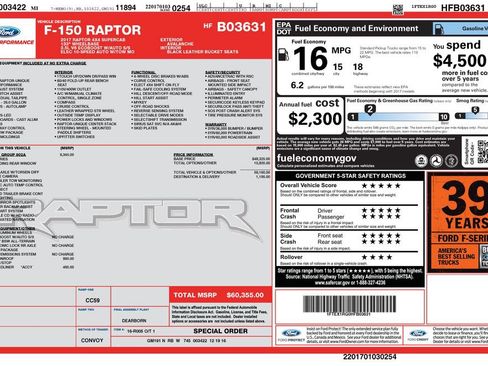 Used 2017 Ford F150 Raptor w/ Equipment Group 802A Luxury AWD/4WD image 7