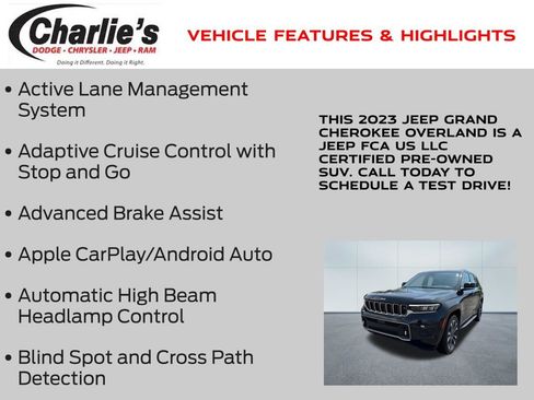 Certified 2023 Jeep Grand Cherokee Overland w/ Adv Protech Group III AWD/4WD image 7