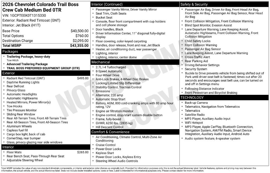 New 2026 Chevrolet Colorado Trail Boss AWD/4WD image 6
