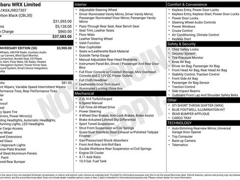 Used 2018 Subaru WRX Limited w/ 50th Anniversary Edition image 25