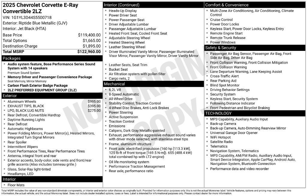 Used 2025 Chevrolet Corvette E-Ray AWD/4WD image 18