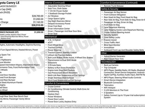 Used 2025 Toyota Camry LE w/ Convenience Package FWD image 7