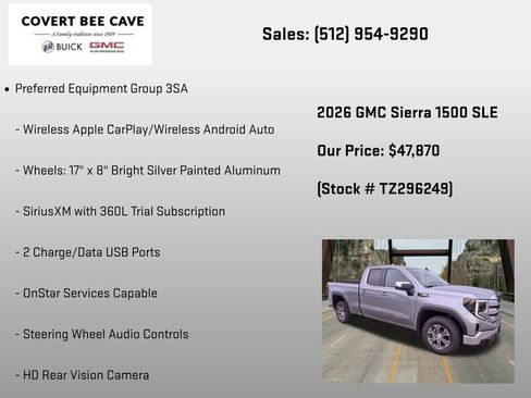 New 2026 GMC Sierra 1500 SLE w/ Preferred Package RWD image 18