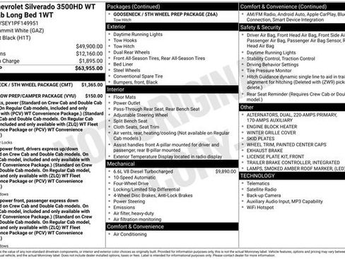 Used 2023 Chevrolet Silverado 3500 W/T w/ Gooseneck/5TH Wheel Package AWD/4WD image 30