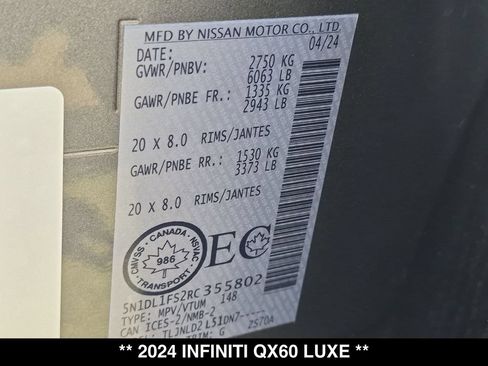 Used 2024 INFINITI QX60 Luxe AWD/4WD image 30