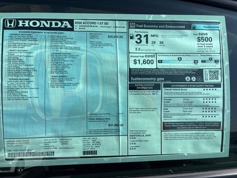 Used 2026 Honda Accord SE image 18