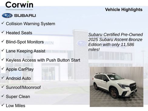 Certified 2025 Subaru Ascent Bronze Edition AWD/4WD image 9