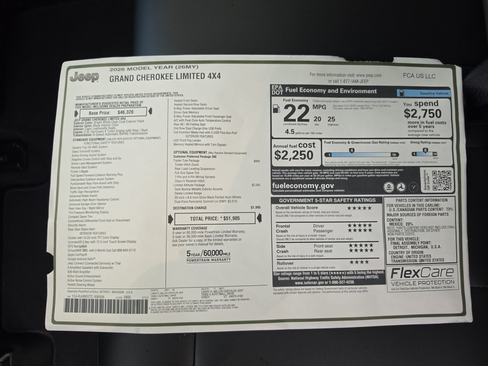 New 2026 Jeep Grand Cherokee Limited w/ Limited Altitude Package AWD/4WD image 35