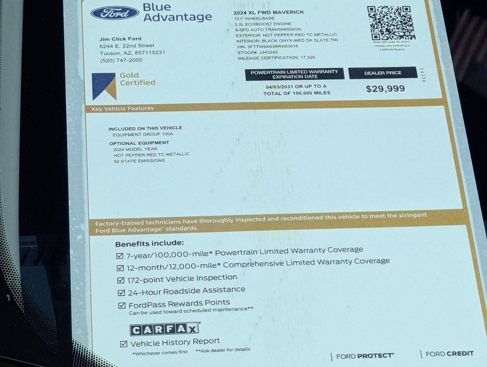 Used 2024 Ford Maverick XL FWD image 16
