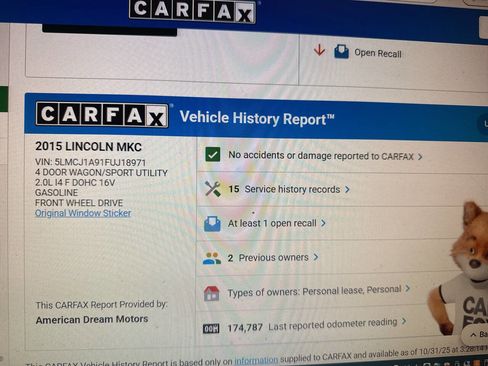 Used 2015 Lincoln MKC FWD w/ Equipment Group 101A Select image 12