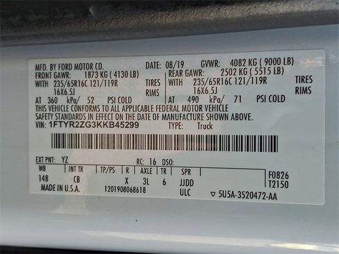 Used 2019 Ford Transit 250 148 Low Roof w/ Exterior Upgrade Package image 28