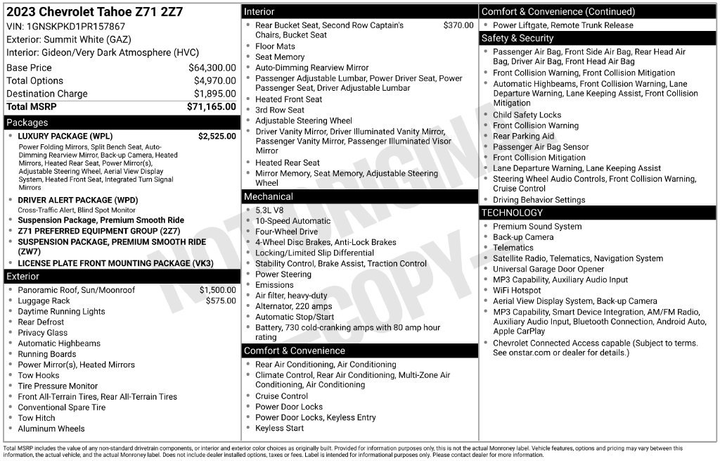 Used 2023 Chevrolet Tahoe Z71 w/ Luxury Package AWD/4WD image 11
