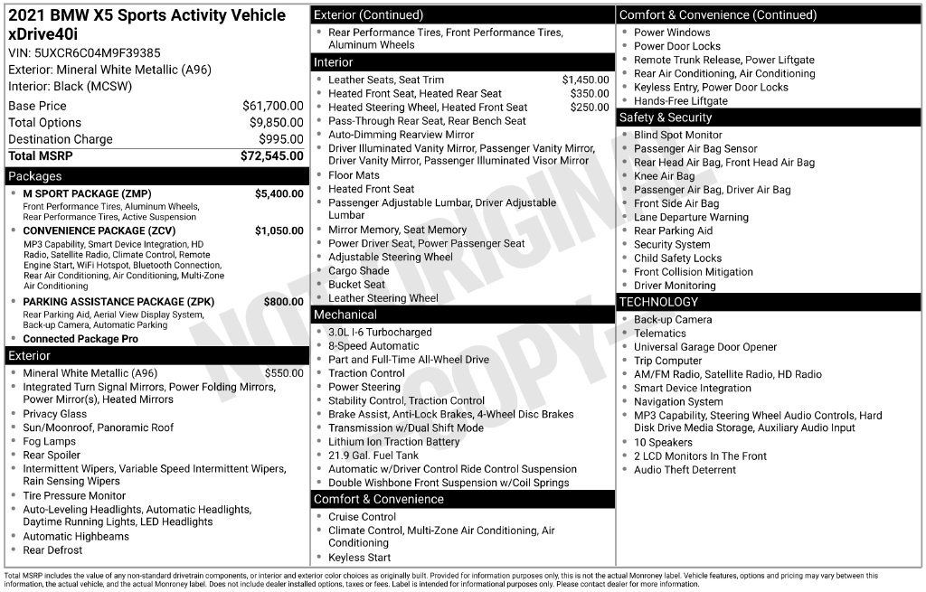 Used 2021 BMW X5 xDrive40i w/ M Sport Package AWD/4WD image 5
