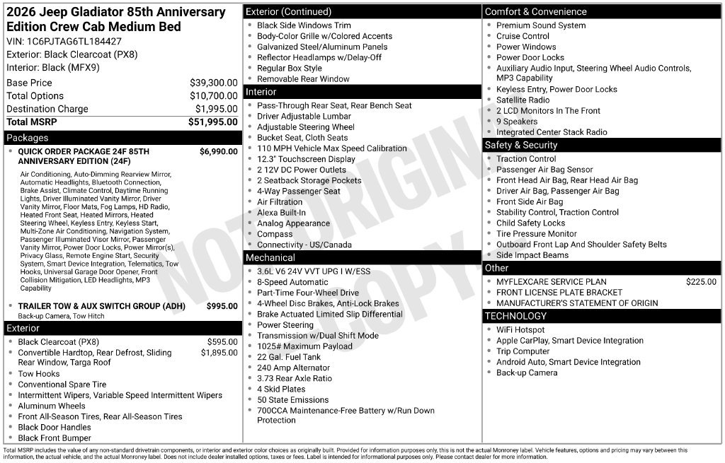New 2026 Jeep Gladiator Sport AWD/4WD image 45
