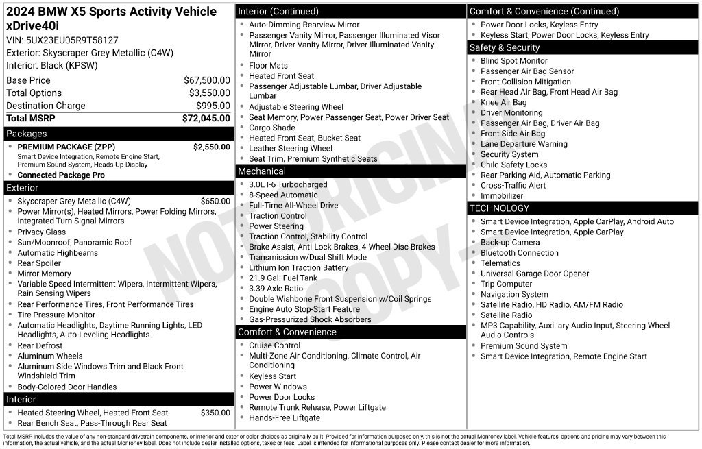 Certified 2024 BMW X5 xDrive40i w/ Premium Package AWD/4WD image 2