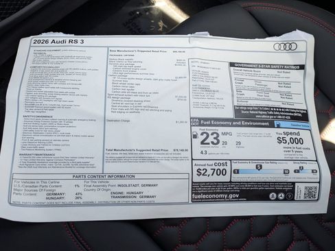 New 2026 Audi RS 3 AWD/4WD image 18