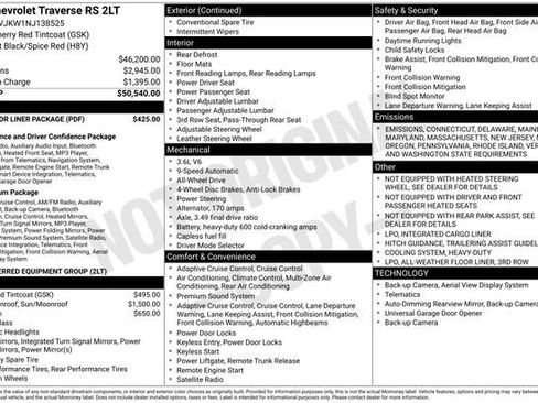 Certified 2022 Chevrolet Traverse RS w/ LPO, Floor Liner Package image 7