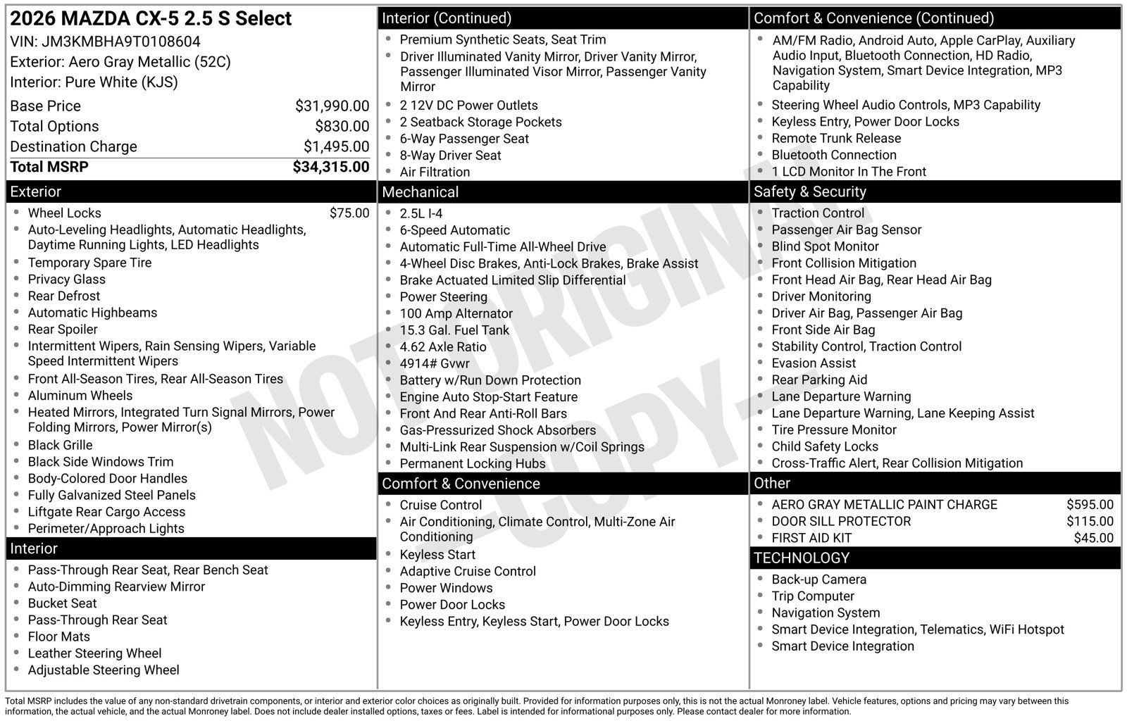 New 2026 MAZDA CX-5 Select AWD/4WD image 3