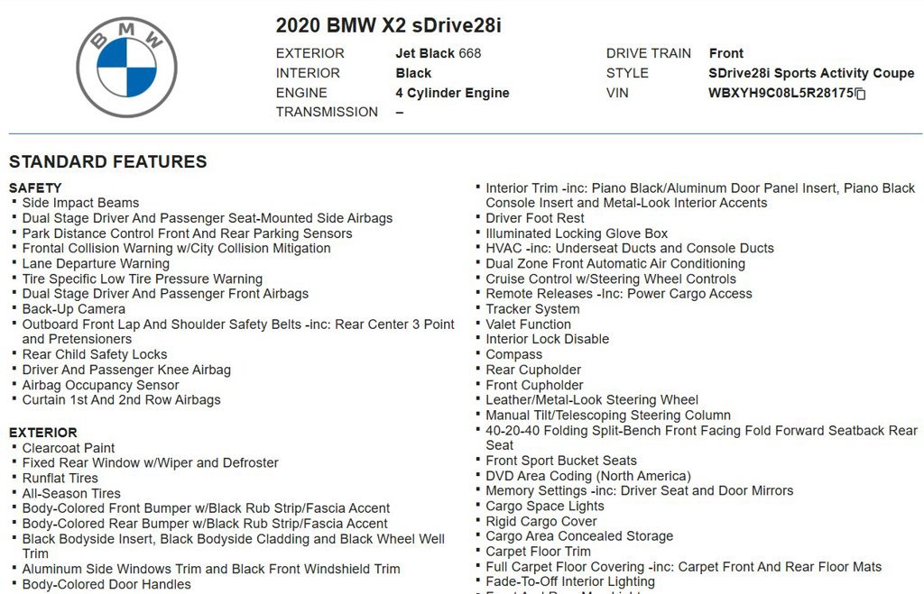 Used 2020 BMW X2 sDrive28i w/ Convenience Package FWD image 11