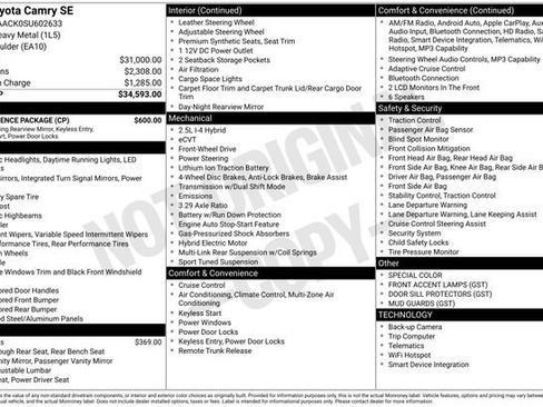 Used 2025 Toyota Camry SE w/ Convenience Package image 3