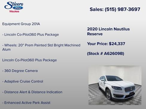 Used 2020 Lincoln Nautilus Reserve w/ Equipment Group 201A image 7