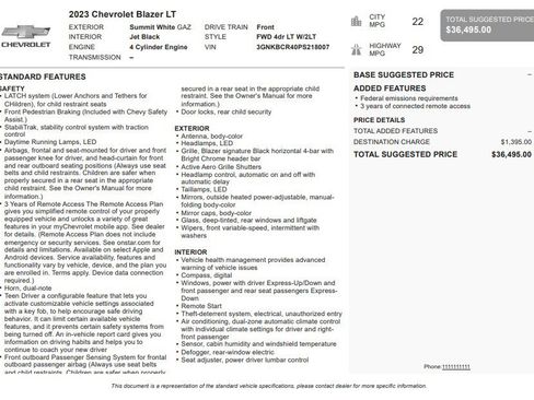 Certified 2023 Chevrolet Blazer LT FWD image 33