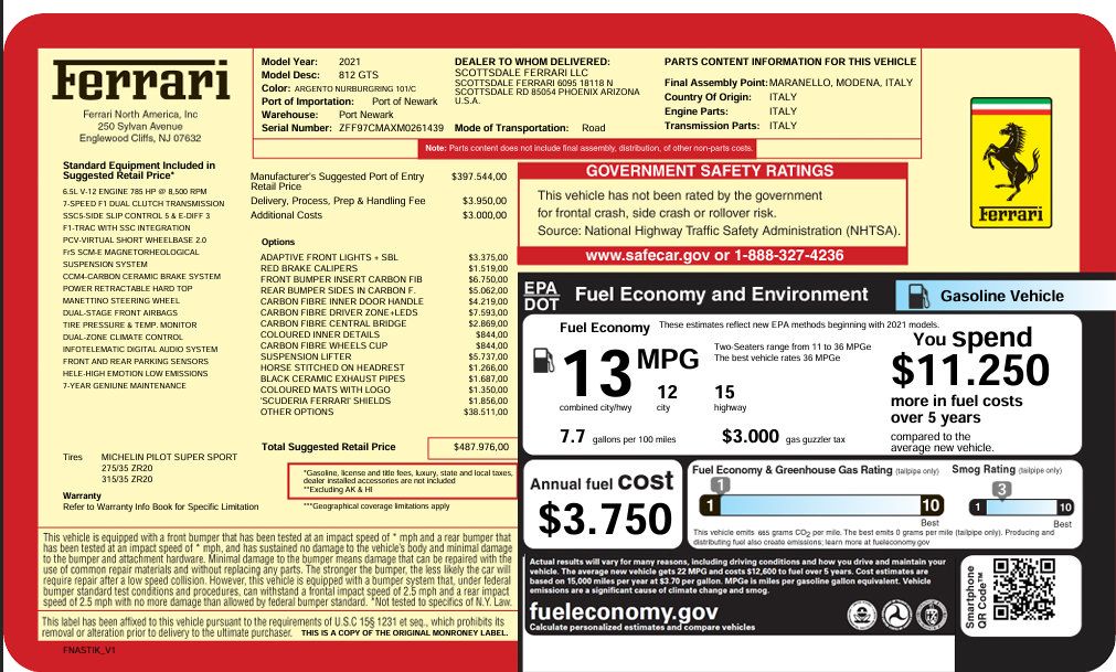 Certified 2021 Ferrari 812 GTS RWD image 42