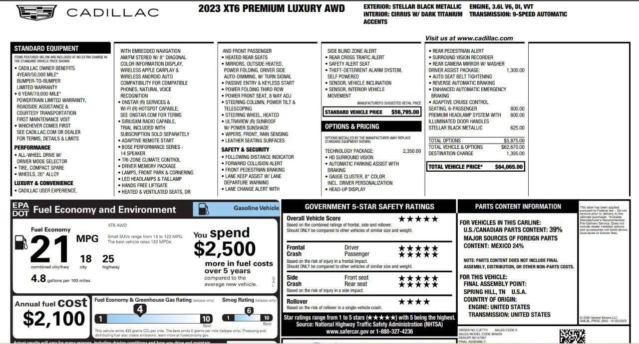 Used 2023 Cadillac XT6 Premium Luxury w/ Technology Package AWD/4WD image 7
