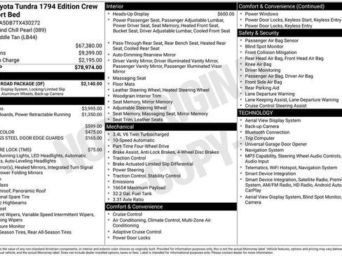 New 2026 Toyota Tundra 1794 Edition w/ TRD Off-Road Package AWD/4WD image 43