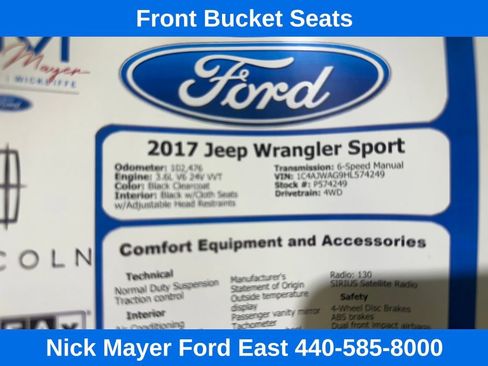 Used 2017 Jeep Wrangler Sport w/ Quick Order Package 23S image 30