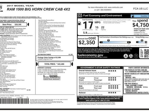 Used 2017 RAM 1500 Big Horn RWD image 3