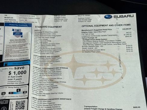 Used 2019 Subaru Impreza 2.0i w/ Eyesight AWD/4WD image 31