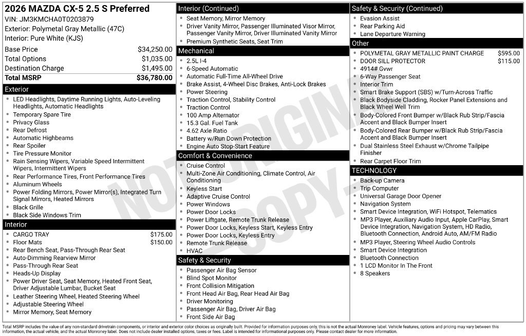 New 2026 MAZDA CX-5 Preferred AWD/4WD image 3
